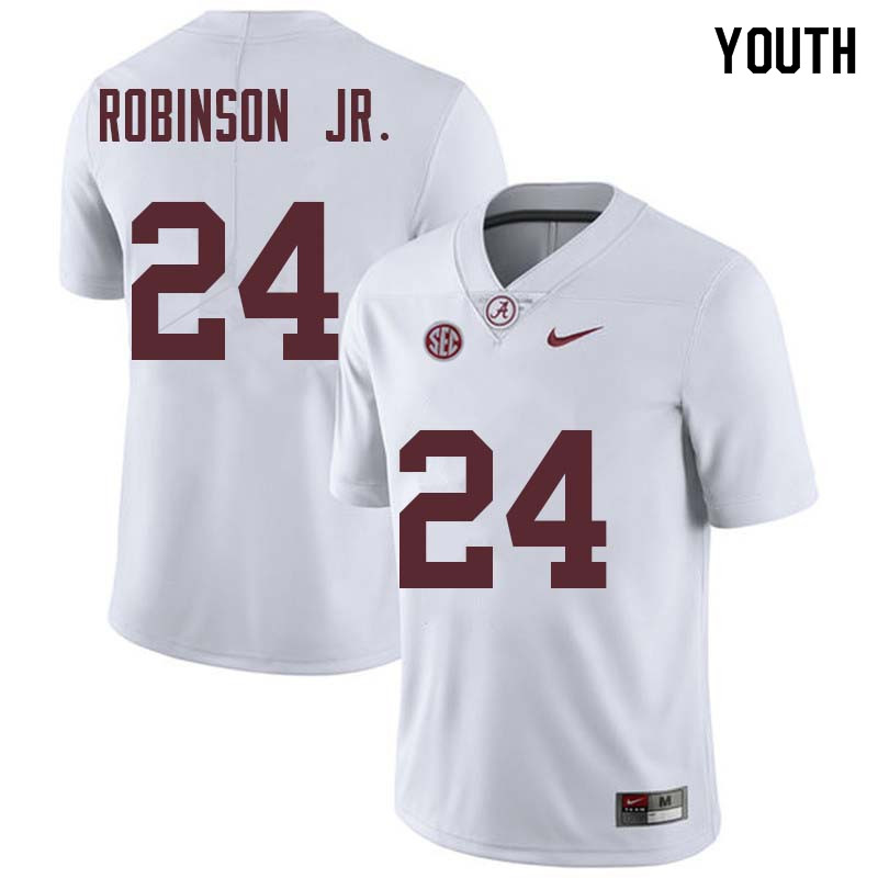 Youth #24 Brian Robinson Jr. Alabama Crimson Tide College Football Jerseys Sale-White